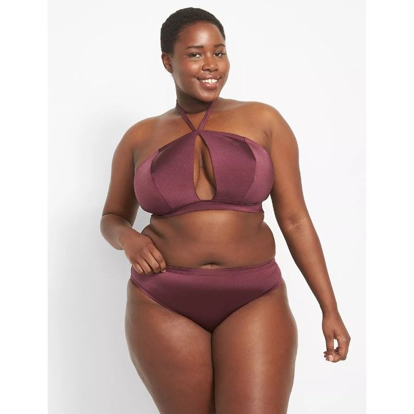 Lane Bryant Cacique High Neck Cutout Swim Bikini Top 22 - Picture 2 of 5